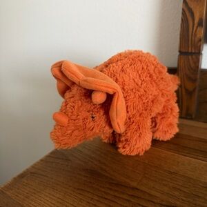 Orange Plush Triceratops Toy with Soft Fur